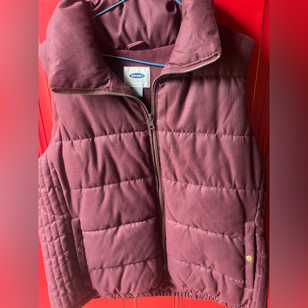 Old Navy Maroon Zip-Up Vest